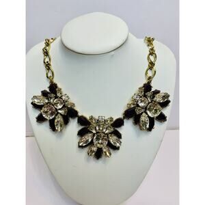 J Crew Art Deco Vintage Rhinestone Purple Cluster Statement Necklace